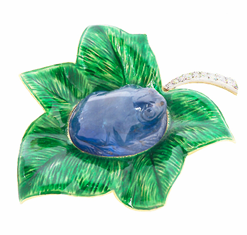 Boucheron, Paris 18, and Carved Sapphire Brooch