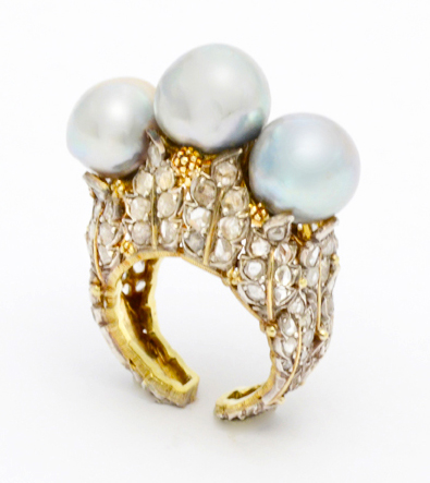 Buccellati 18k, Diamonds and Pearls Ring