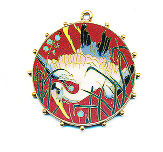 Lucien Falize Enamel on Gold Pendant