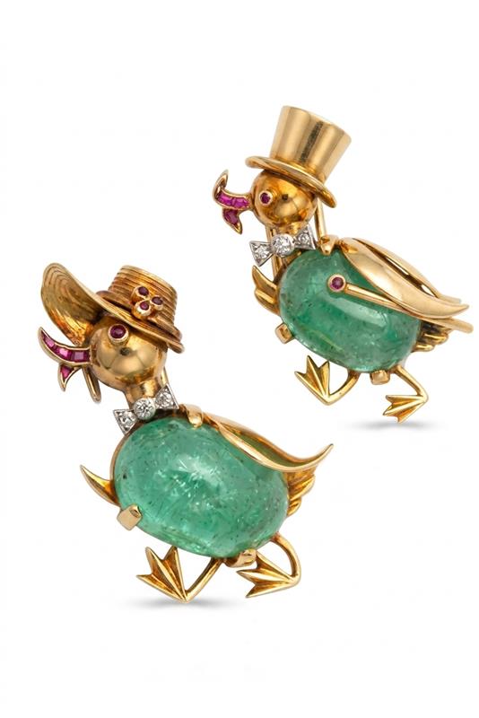 Van Cleef & Arpels Pair of Duck Brooches C 1950s