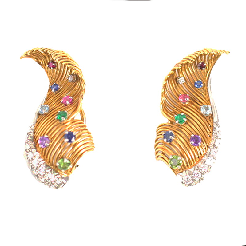 Charming 1950's Gold and Stone earrings