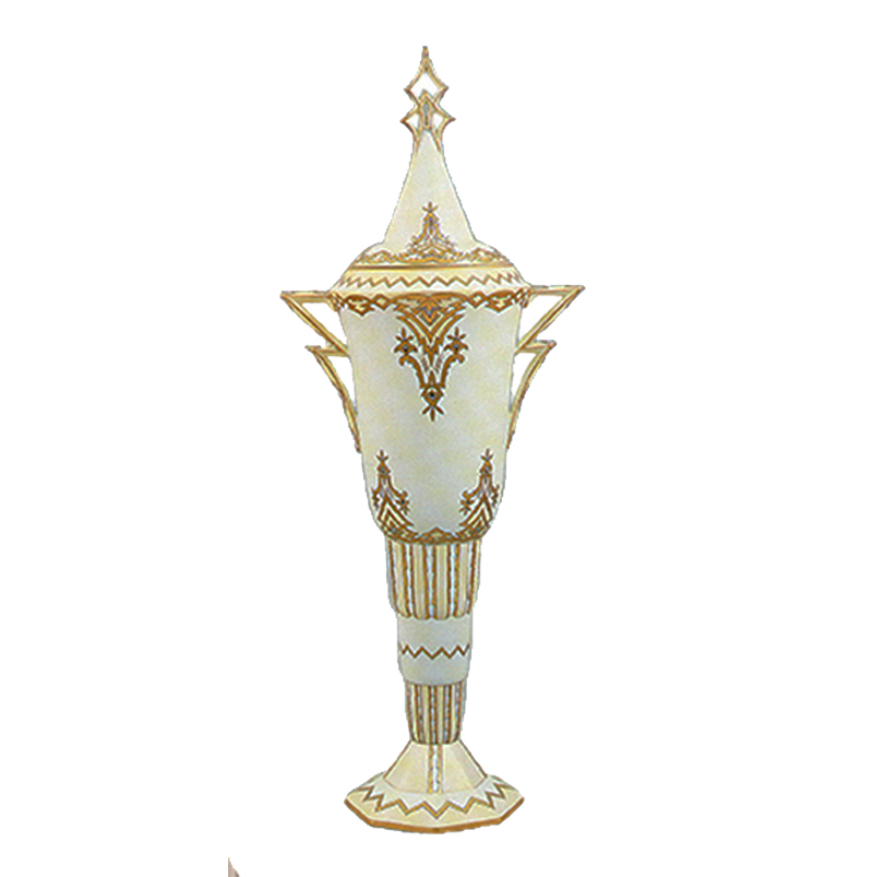 Monumental Art Deco Porcelain Covered Vase
