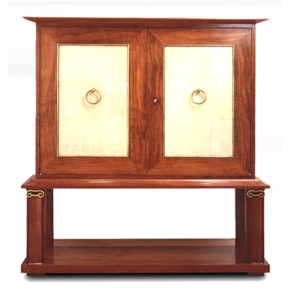 Jean Pascaud French Art Deco Mahogany and Sharkskin Cabinet