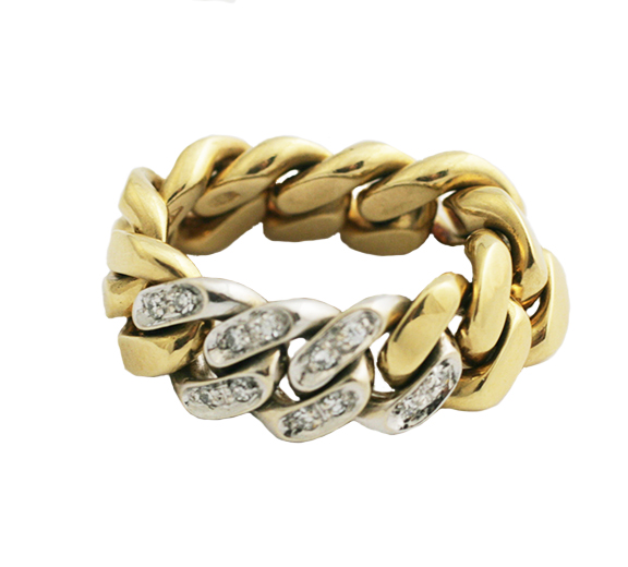 Pomellato Vintage Gold and Diamond Link Ring