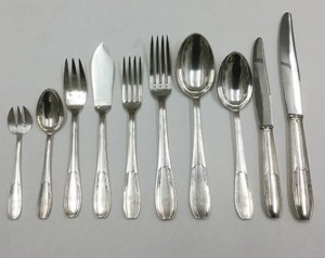 FRENCH ART DECO FLATWARE SERVICE FOR TEN WITH SERVING PIECES