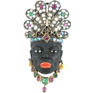 ANTIQUE JEWELLED BLACKAMOOR PIN