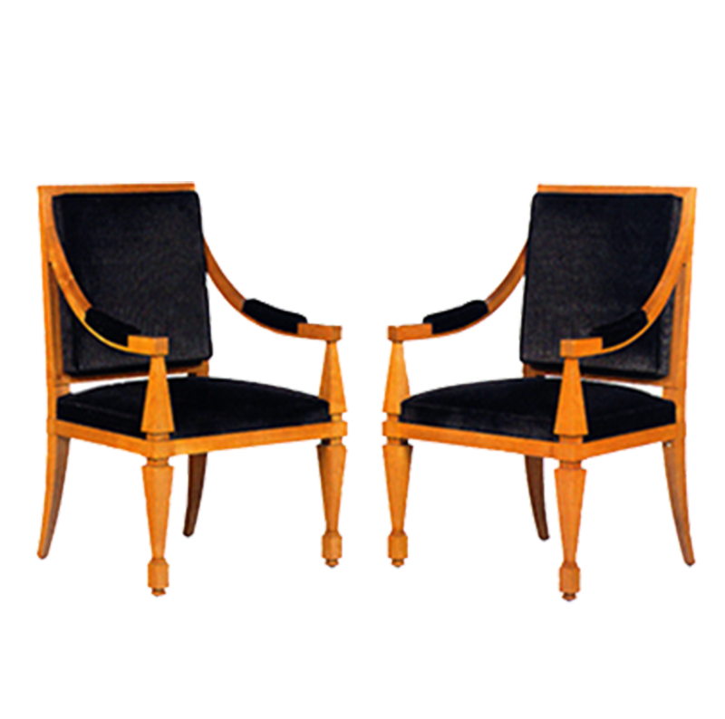 Andre Arbus pair of chairs in sycamore