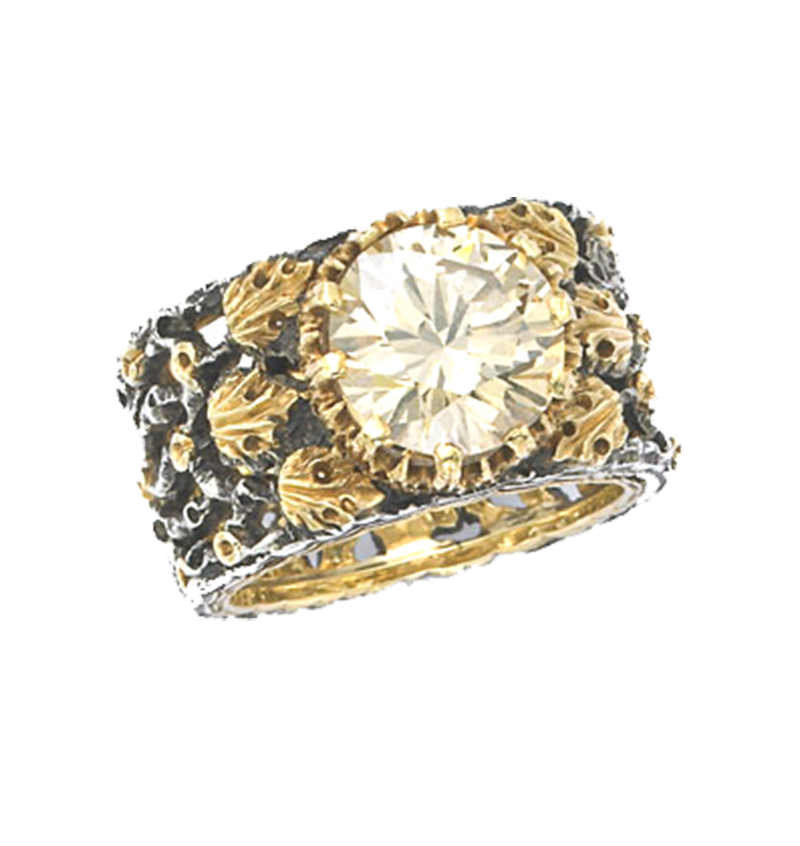 Buccellati Vintage Diamond, Gold and Silver Ring - Primavera Gallery