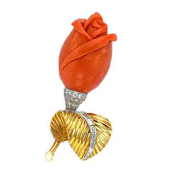 Cartier-vintage Coral-Rose-brooch