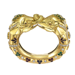 Cartier gold and gem set elephant bracelet