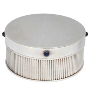 Cartier Round Silver Lidded-Box with Lapis Lazuli
