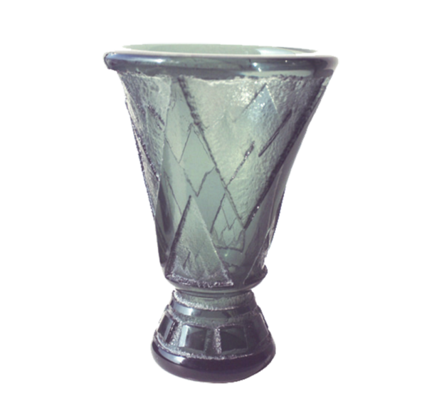 Daum Nancy Art Deco Grey-Blue Vase