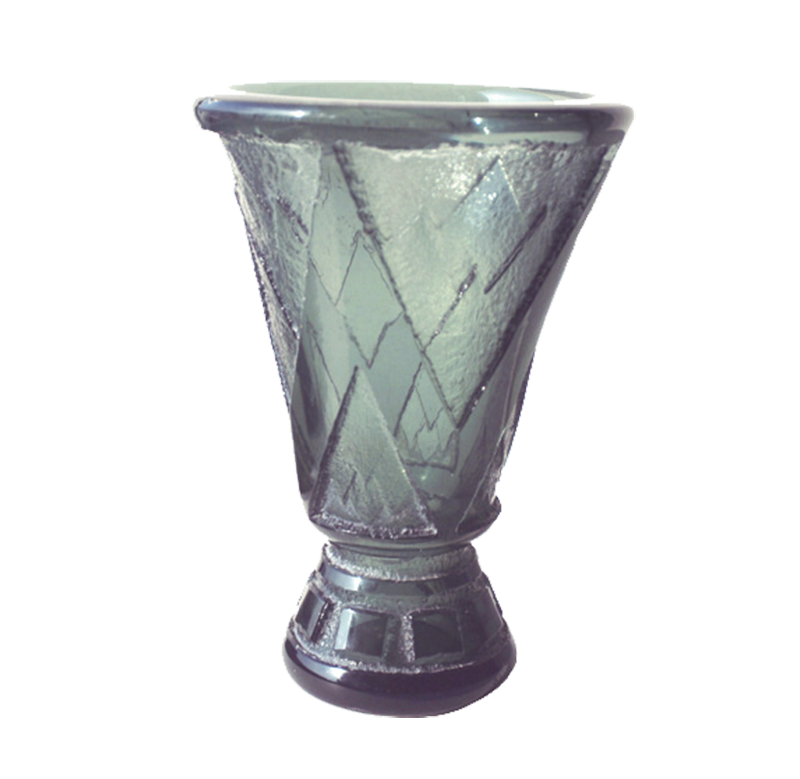 Daum Nancy Art Deco Grey-Blue Vase