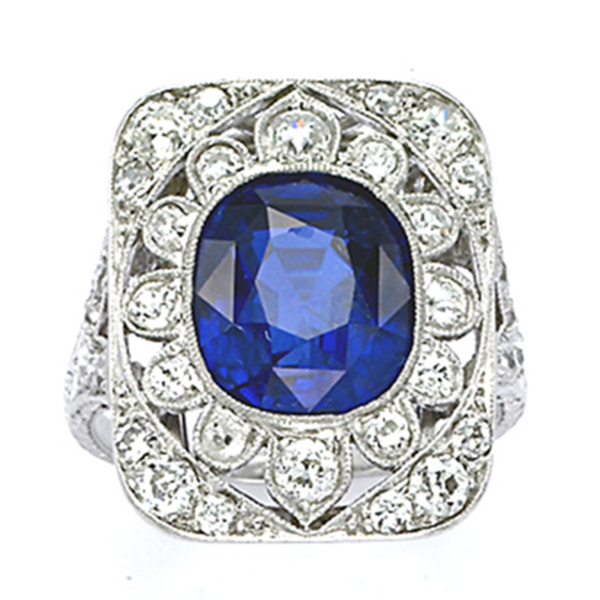 sapphire-and-diamond vintage ring