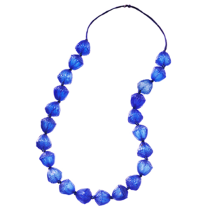 Lalique blue glass lotus beads necklace