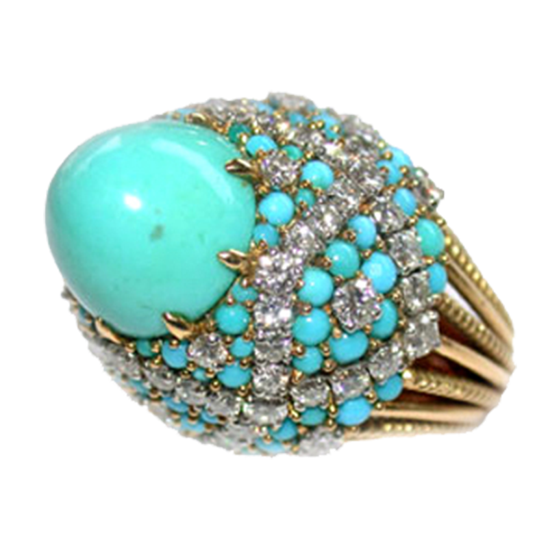 Marchak turquoise and diamond ring