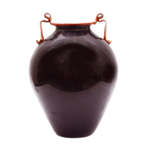 Martinuzzi black w red rim and handles vase