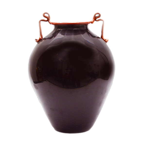 Martinuzzi black w red rim and handles vase