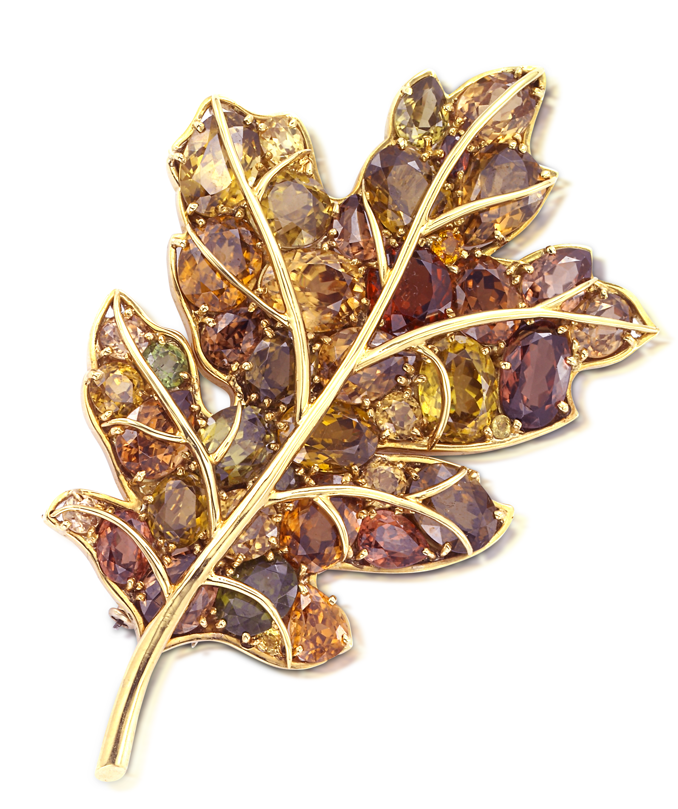 Verdura gold and beryl autumn leaf pin