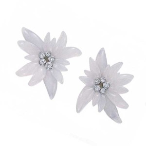 Belperron Chalcedony and Diamond Edelweiss Clips - Primavera Gallery