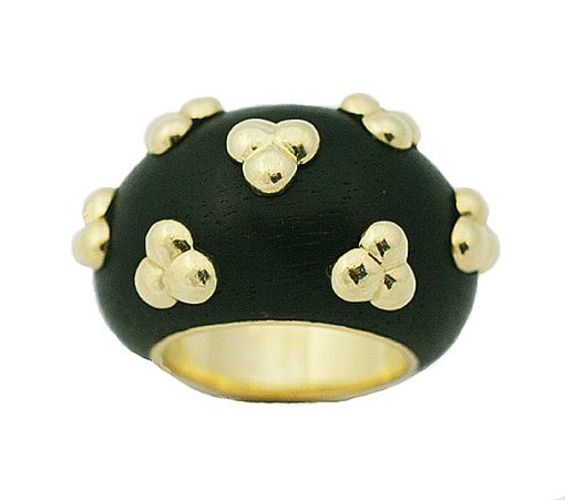 RENE BOIVIN VINTAGE GOLD AND EBONY RING