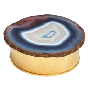 Chaumet round gold plated box w agate top