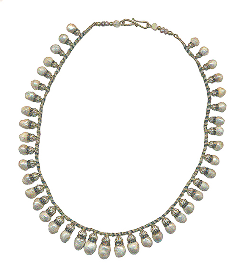 Antique natural pearl and enamel necklace