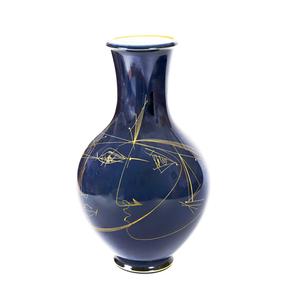 Sevres blue and gold abstract vase