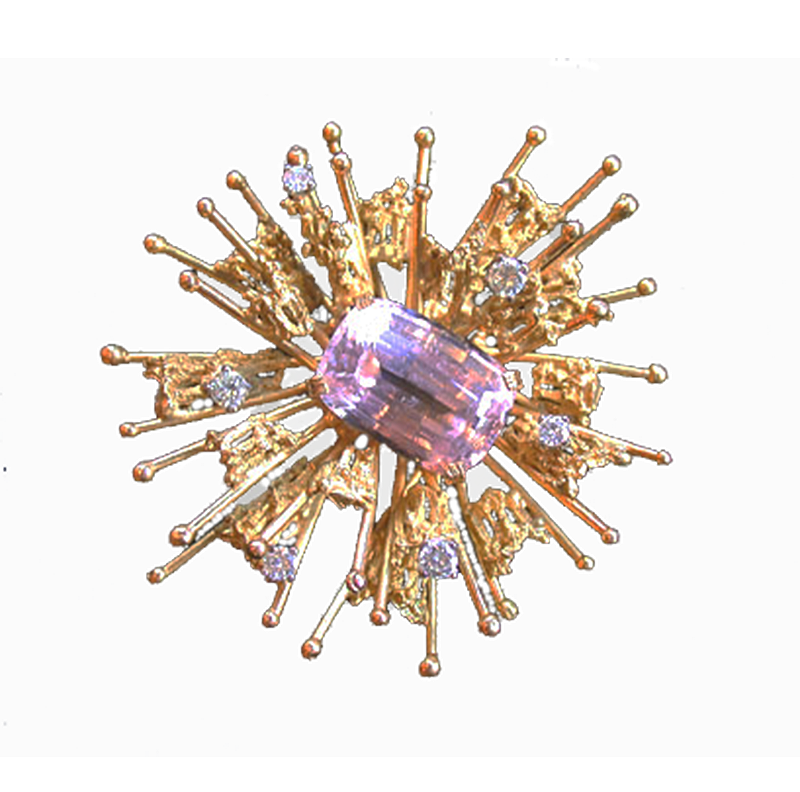 Alan Gard gold and tourmaline pin