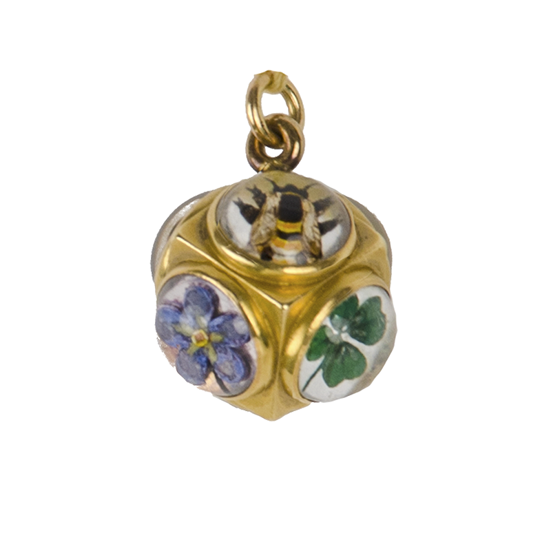 Reverse-painted Victorian charm pendant