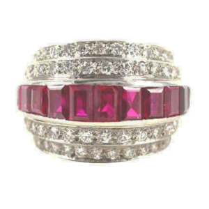 French Art Deco diamond and ruby ring.