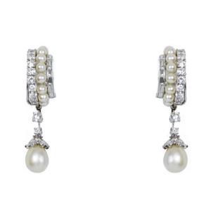 Boucheron diamond and natural pearl Earrings