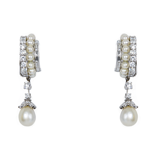 Boucheron diamond and natural pearl Earrings