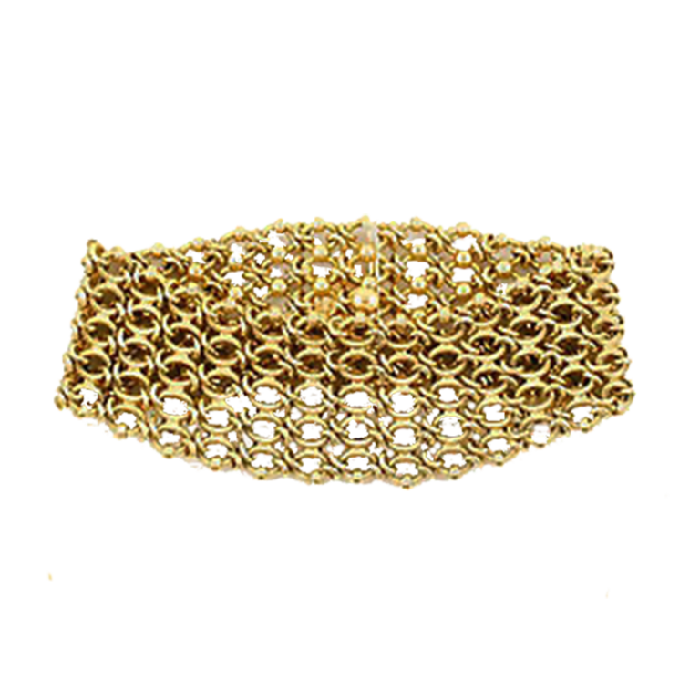 18K Gold Mesh Bracelet For Men And Women Solid Cuban Bracelet Punk Style Jewelry Father's/Mother's Day, Birthday, Christmas Gift Box (Yellow, 7.4 Inch