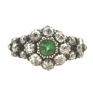 English Georgian diamond and emerald ring.