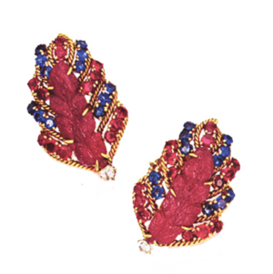 David Webb ruby and sapphire earrings