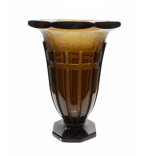 Daum Nancy tall heavy brown glass vase