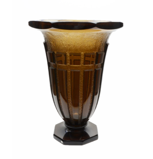 Daum Nancy tall heavy brown glass vase