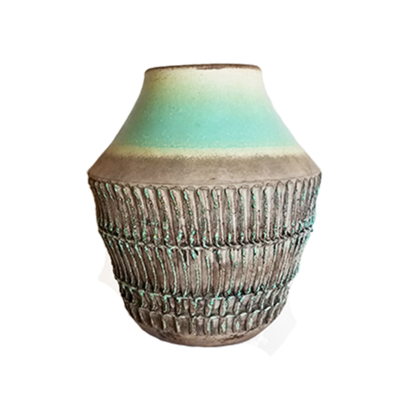 Besnard vase w turquoise and incised decoration