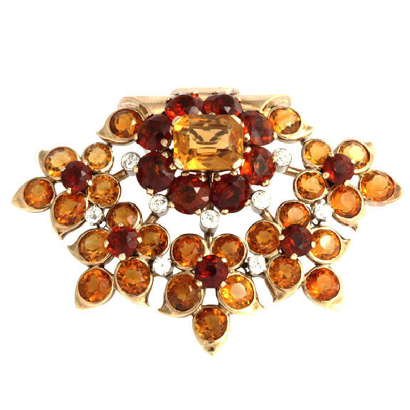 Cartier London Art Deco gold and citrine clip