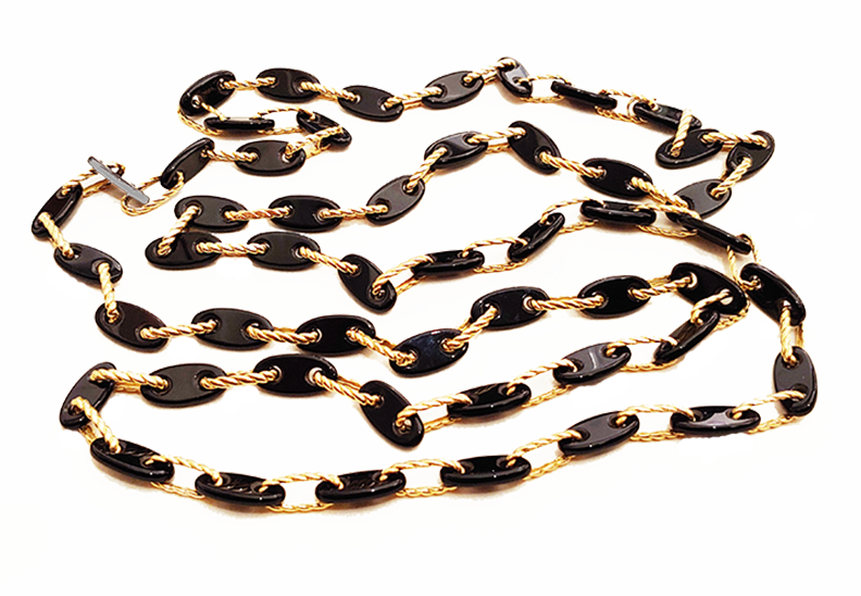 Cartier gold and onyx long rope Necklace