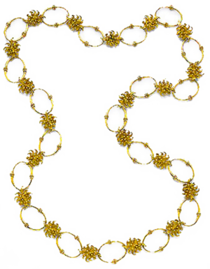Gold Hermes Paris long necklace.