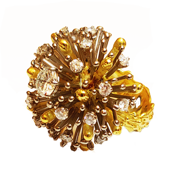 gold and diamond starburst Ring