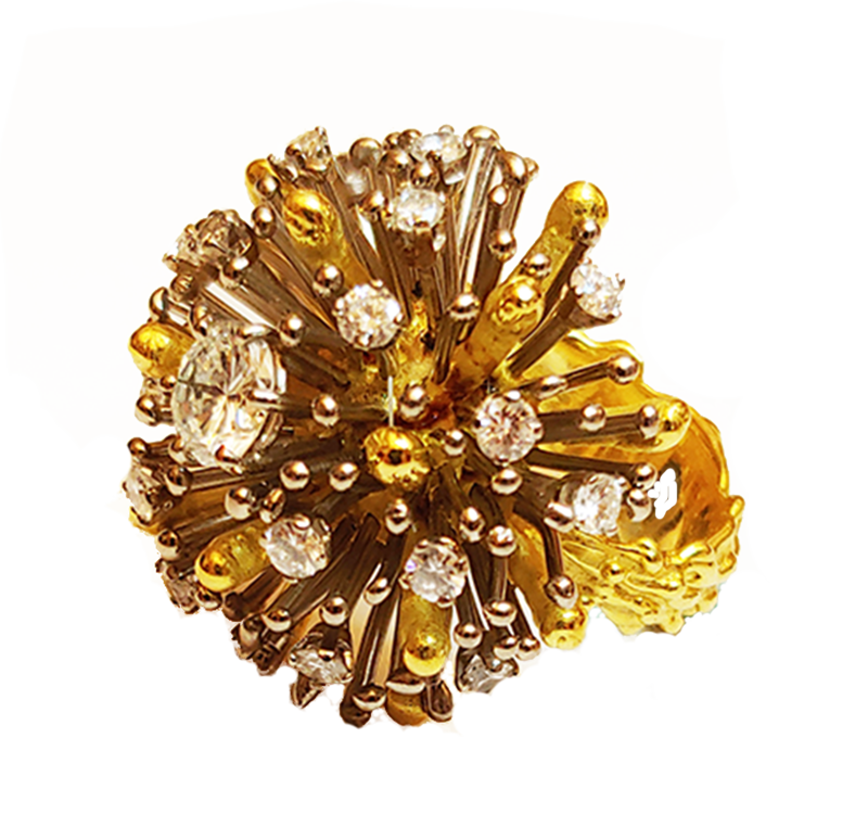 gold and diamond starburst Ring