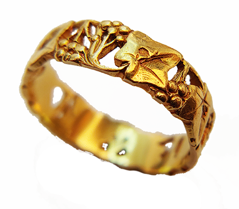 Gold ivy band ring