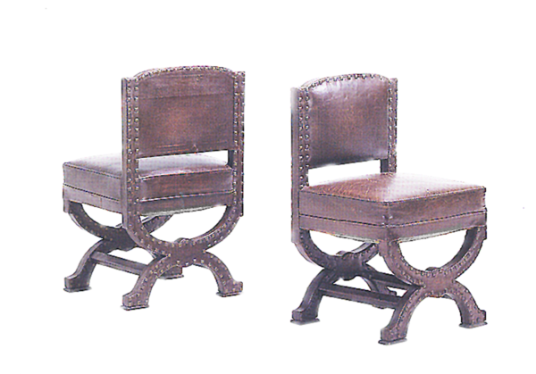 French pair leather chairs