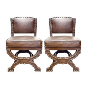 French pair of leather chairs