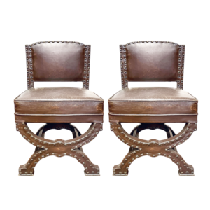 French pair of leather chairs